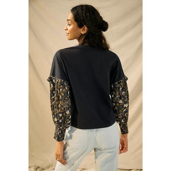 New Anthropologie Let Me Be Sydney Puff-Sleeved Top $98 X-SMALL XS Floral - Picture 4 of 8